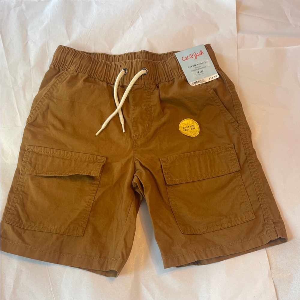 Cat & Jack Brown Boys Cargo Shorts with Drawstring